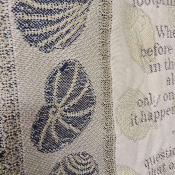 Vintage Seashell Woven Tapestry Throw Footprints in the Sand - Picture 5 of 7